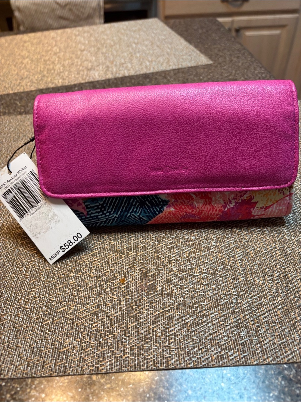 Vera Bradley Hot Pink Floral Fold-Over Wallet